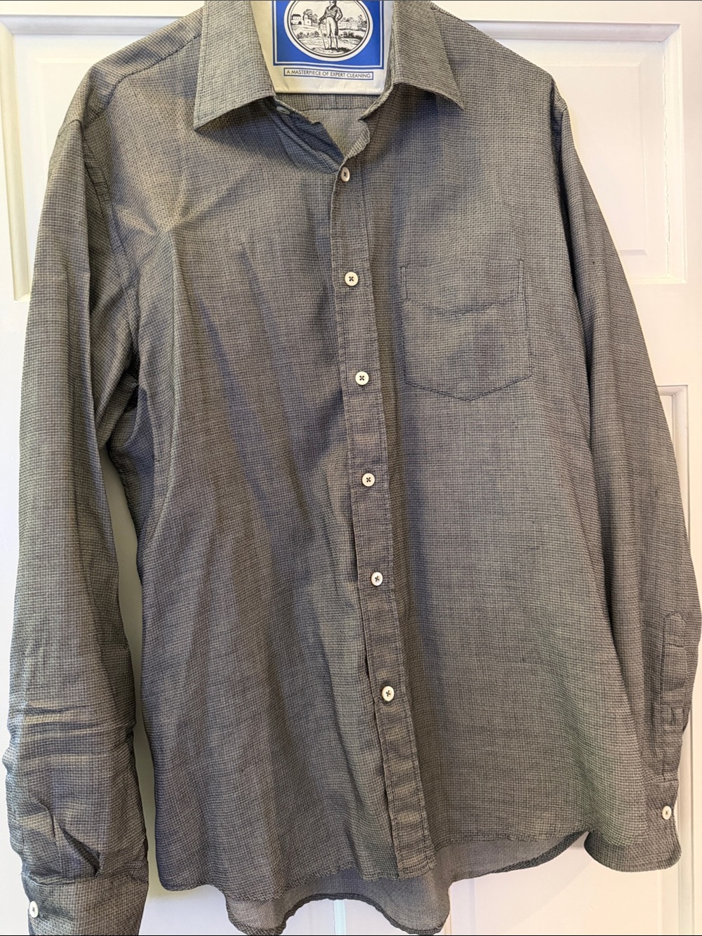 Canali Men's Gray Subtle-Pattern Button-Down Shirt